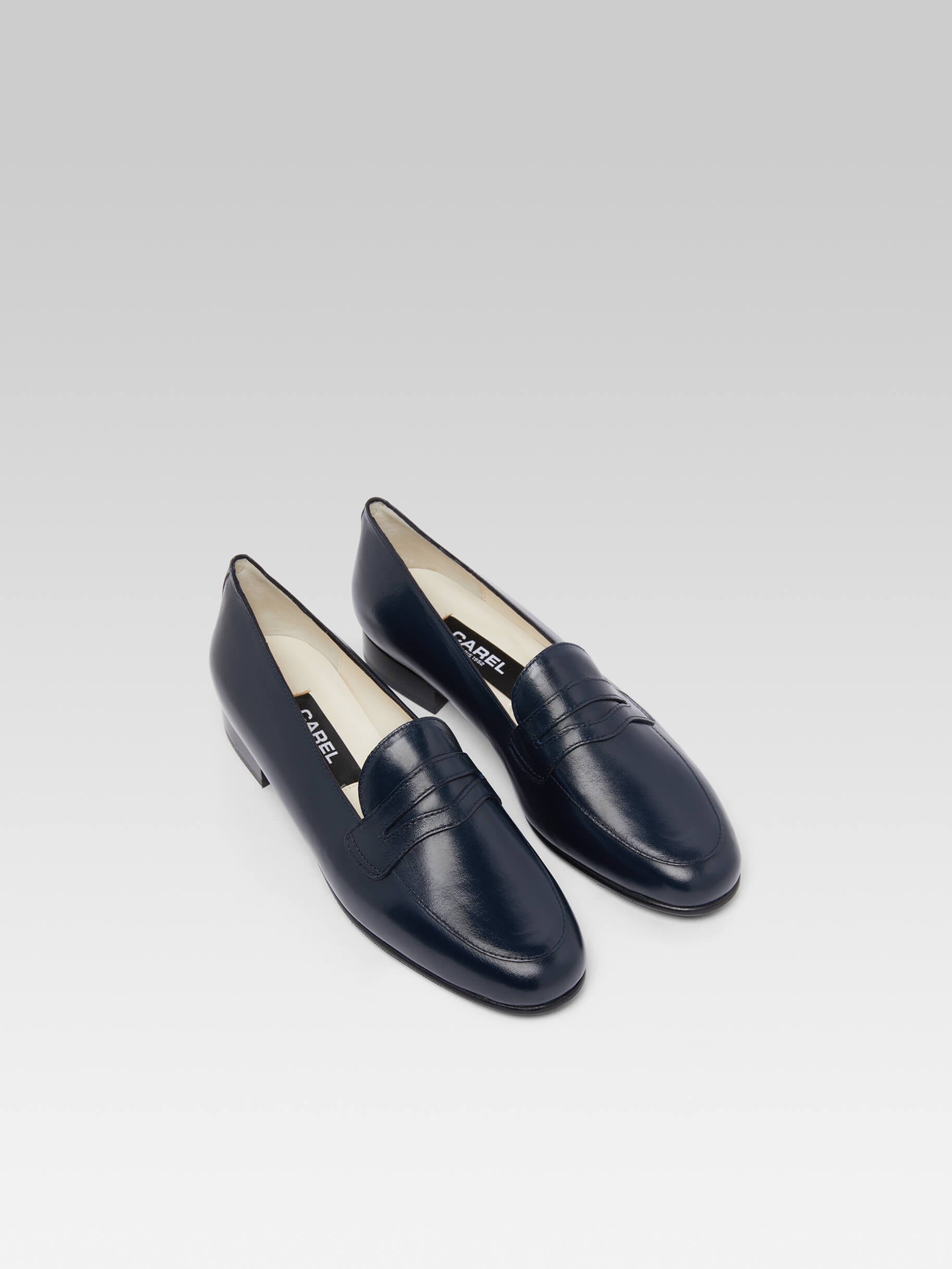 Navy shops blue leather loafers womens