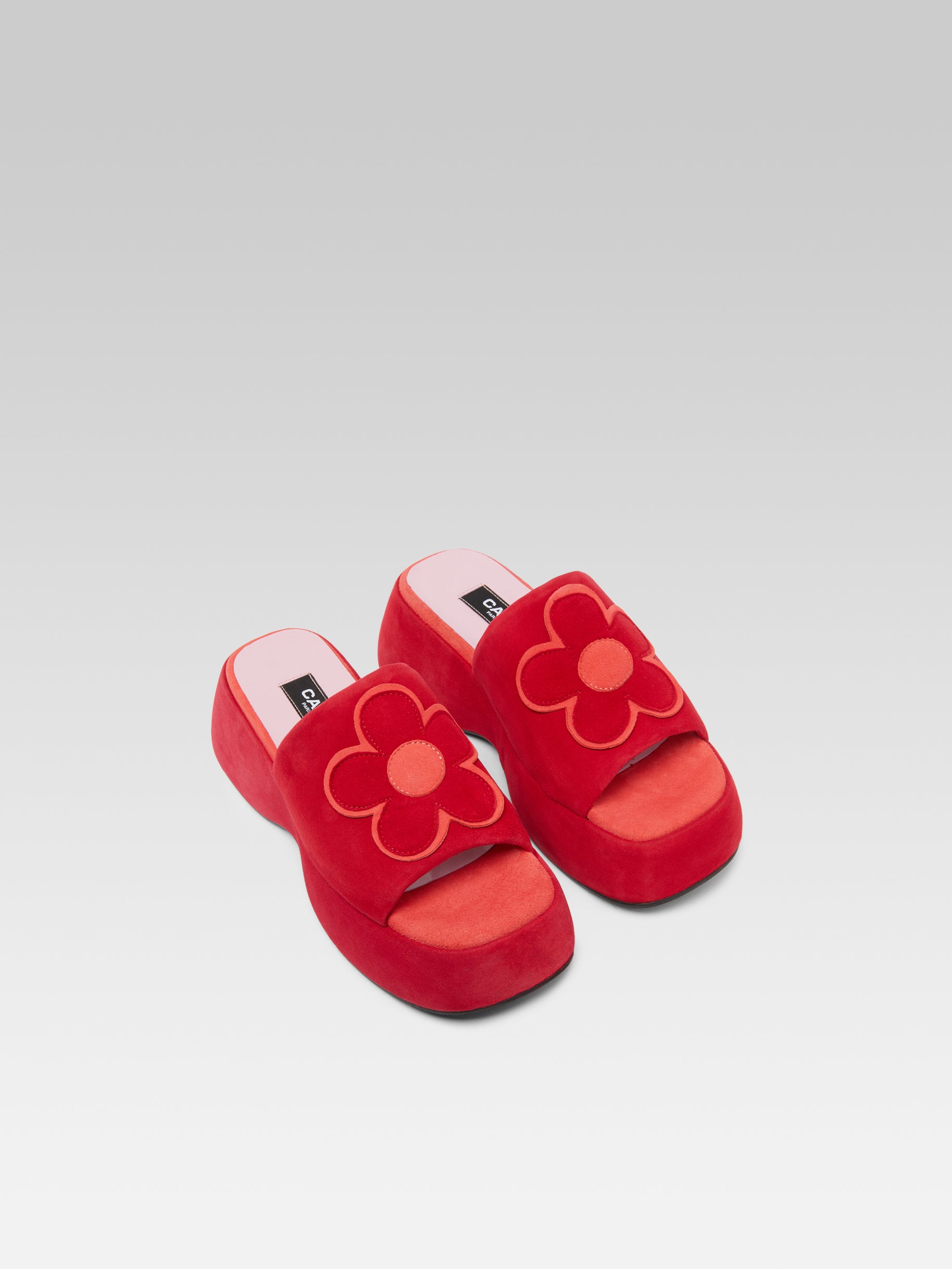 Red suede mules on sale