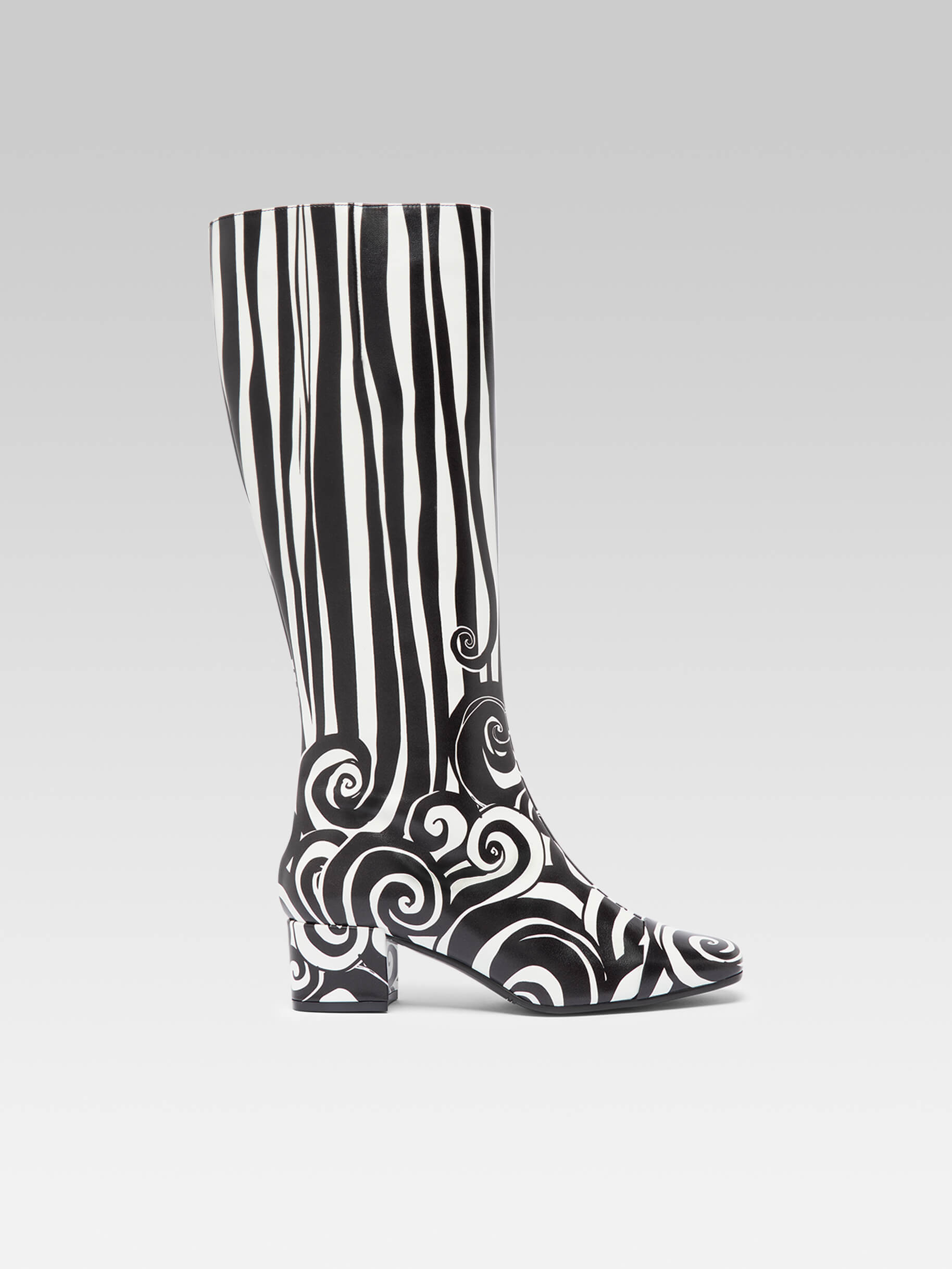 Black and white striped boots online