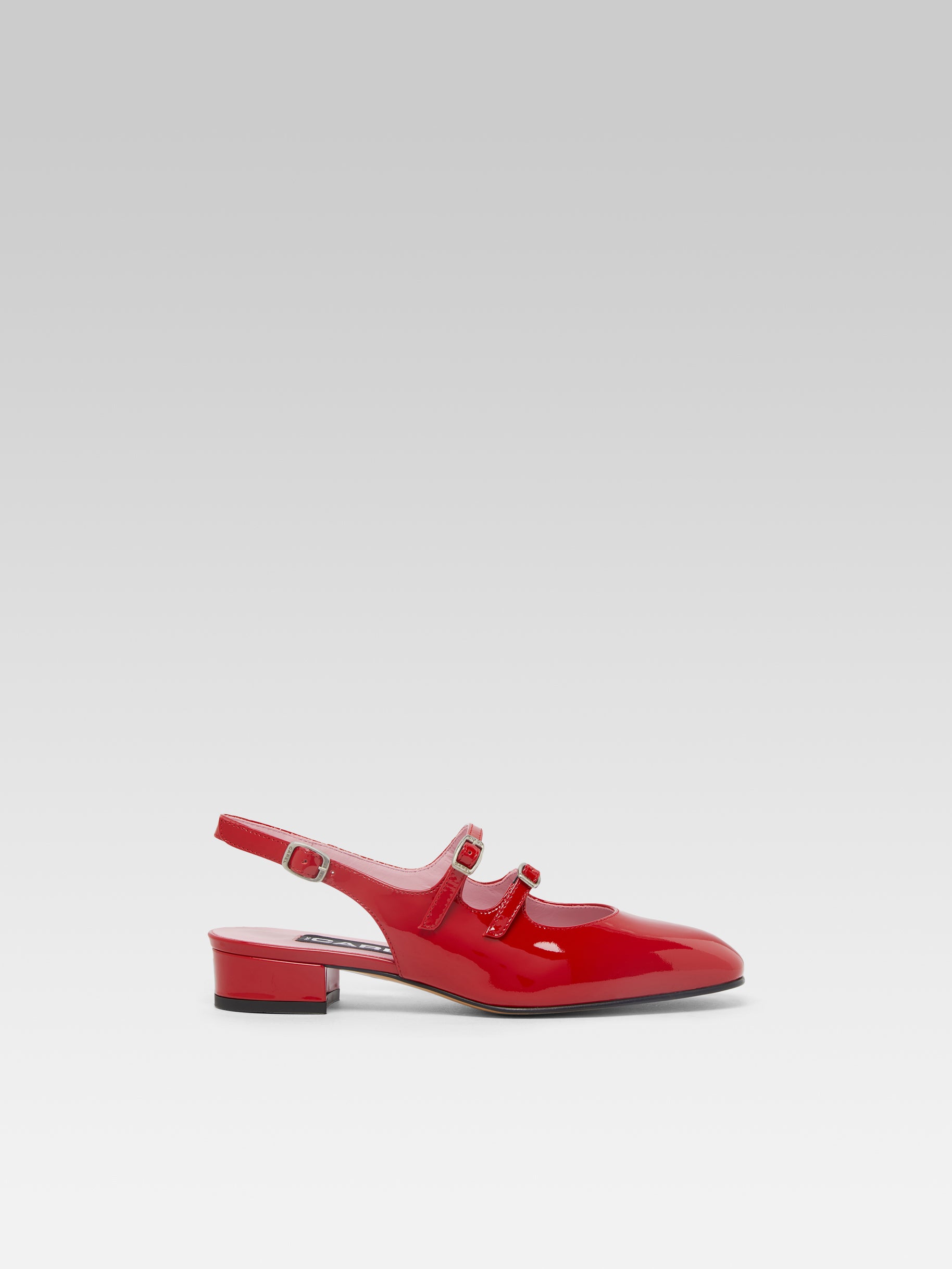 Peche Red patent leather slingback Mary Janes