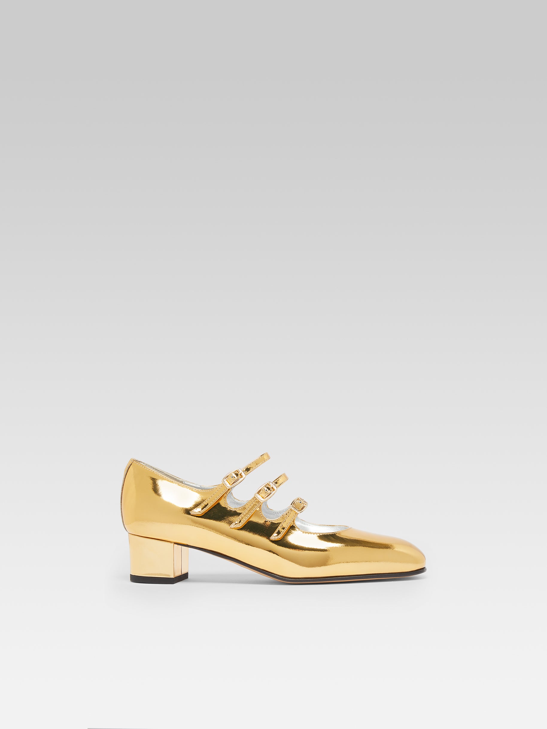 Kina - Gold mirror-effect patent leather Mary Janes pumps