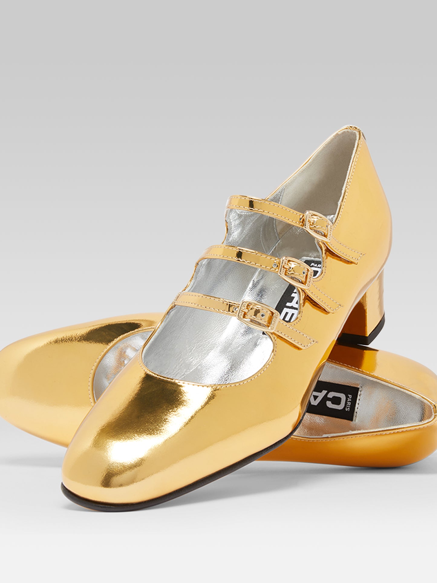 Kina - Gold mirror effect Mary Janes pumps