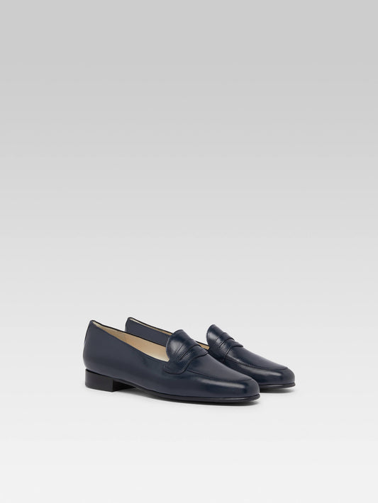 2100 - Blue navy leather loafers - Image number 3