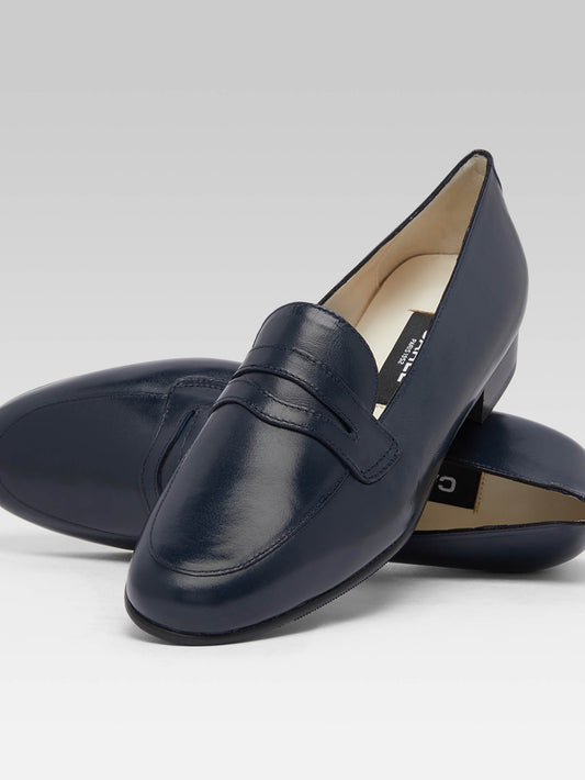 2100 - Navy blue leather loafers - Image number 4