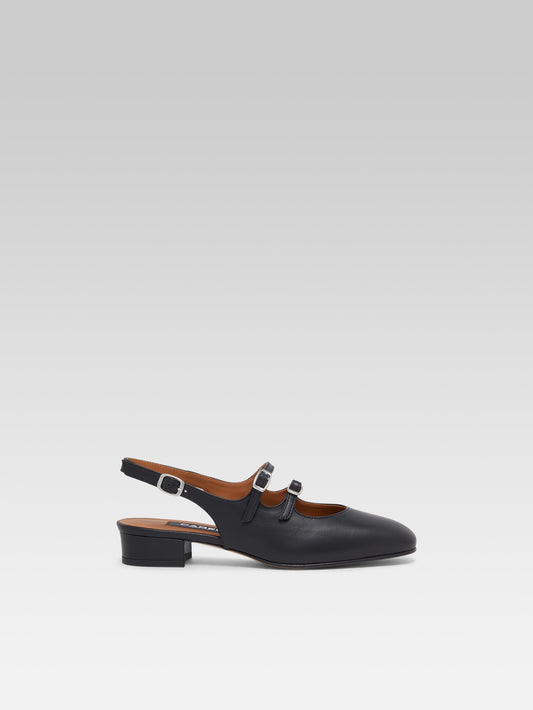 Peche - Black leather slingback Mary Janes 