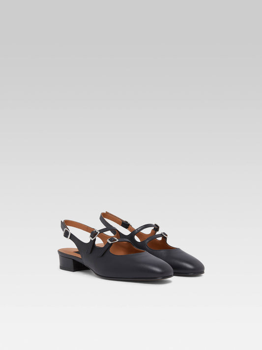 Peche - Black leather slingback Mary Janes  - Image number 2