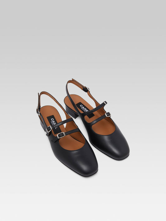 Peche - Black leather slingback Mary Janes  - Image number 3