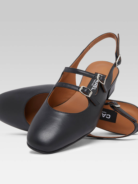 Peche - Black leather slingback Mary Janes - Image number 4