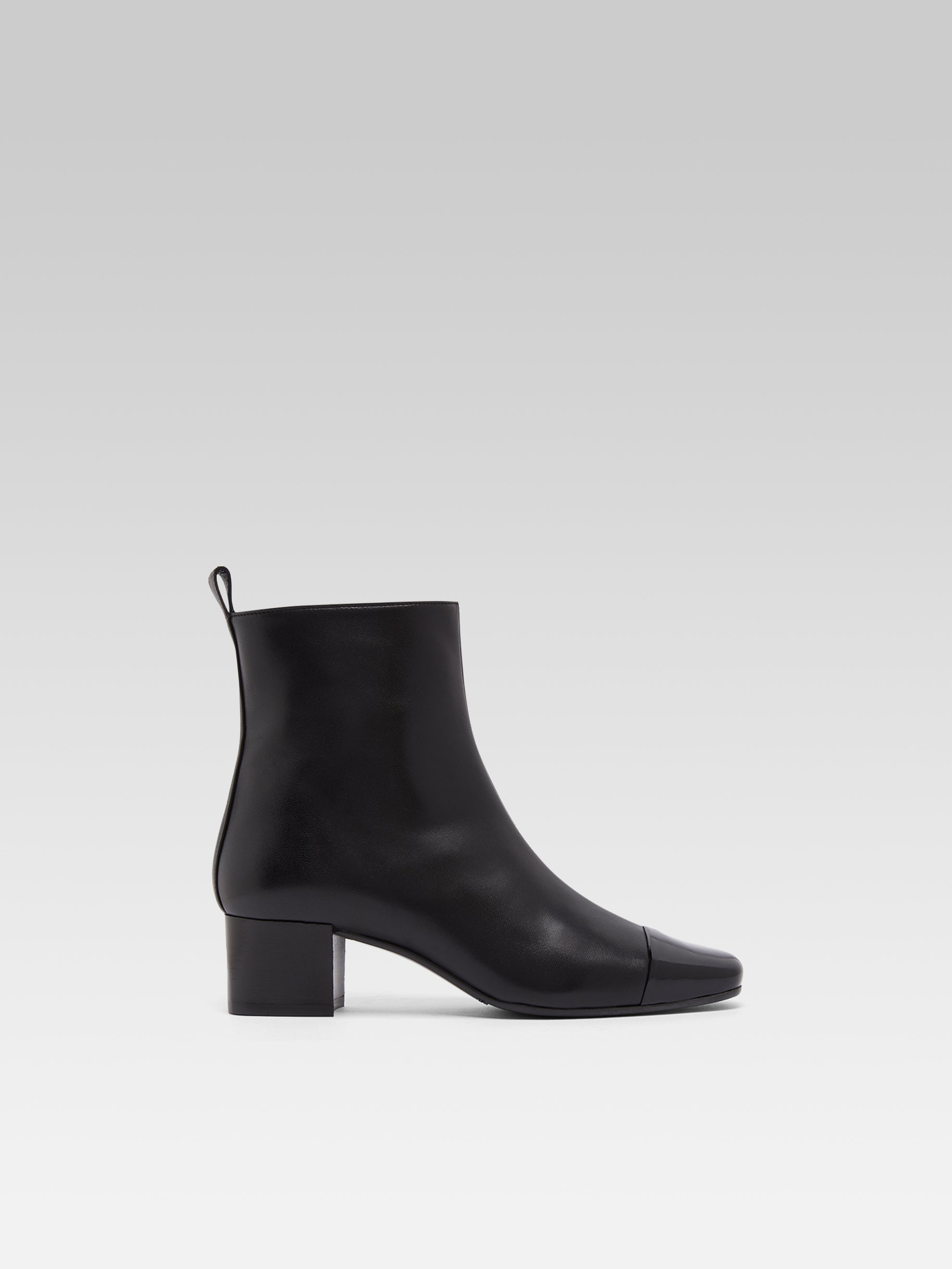 Estime - Black leather and patent ankle boots