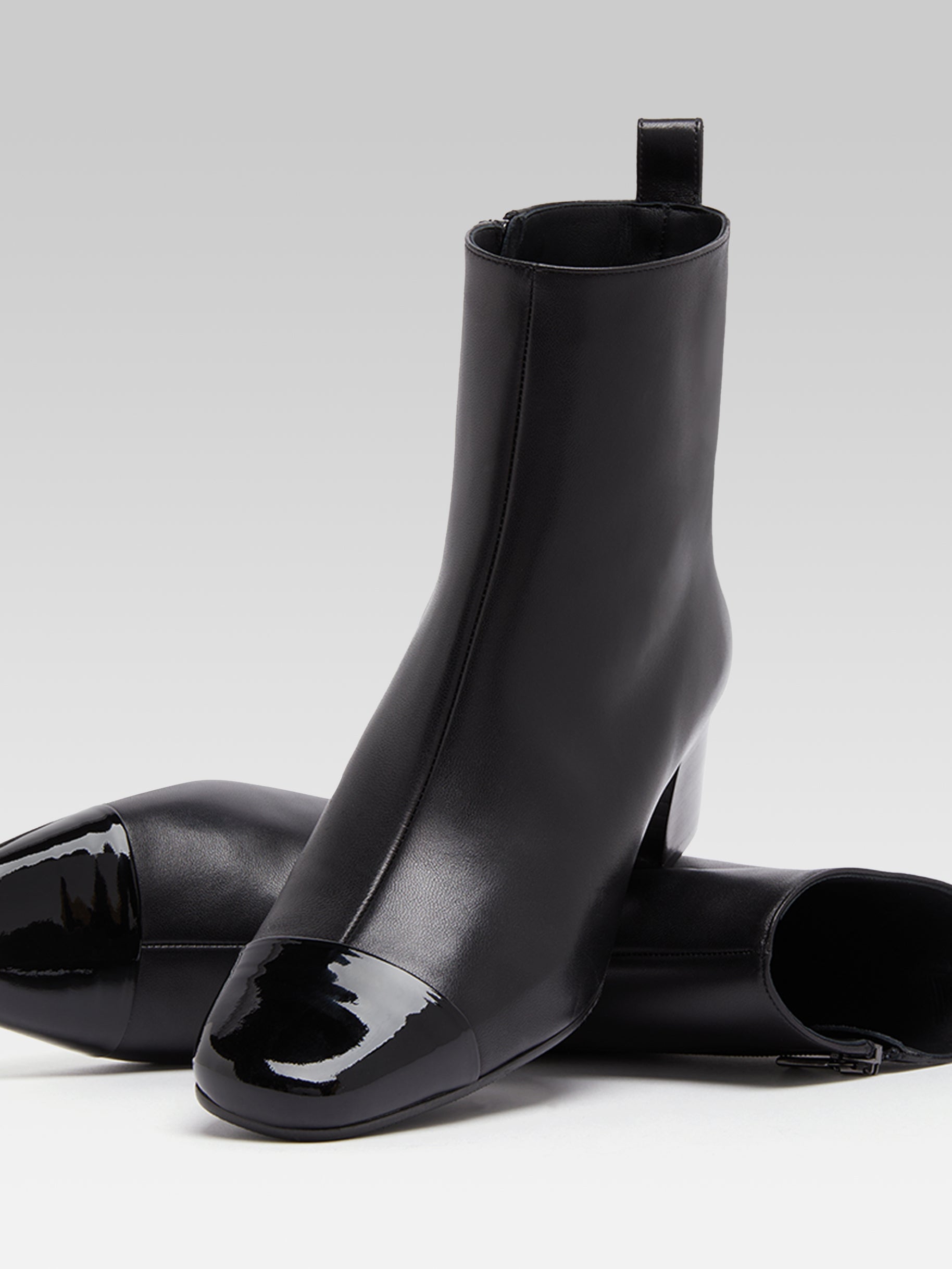 Estime - Black leather and patent ankle boots - Image number 7