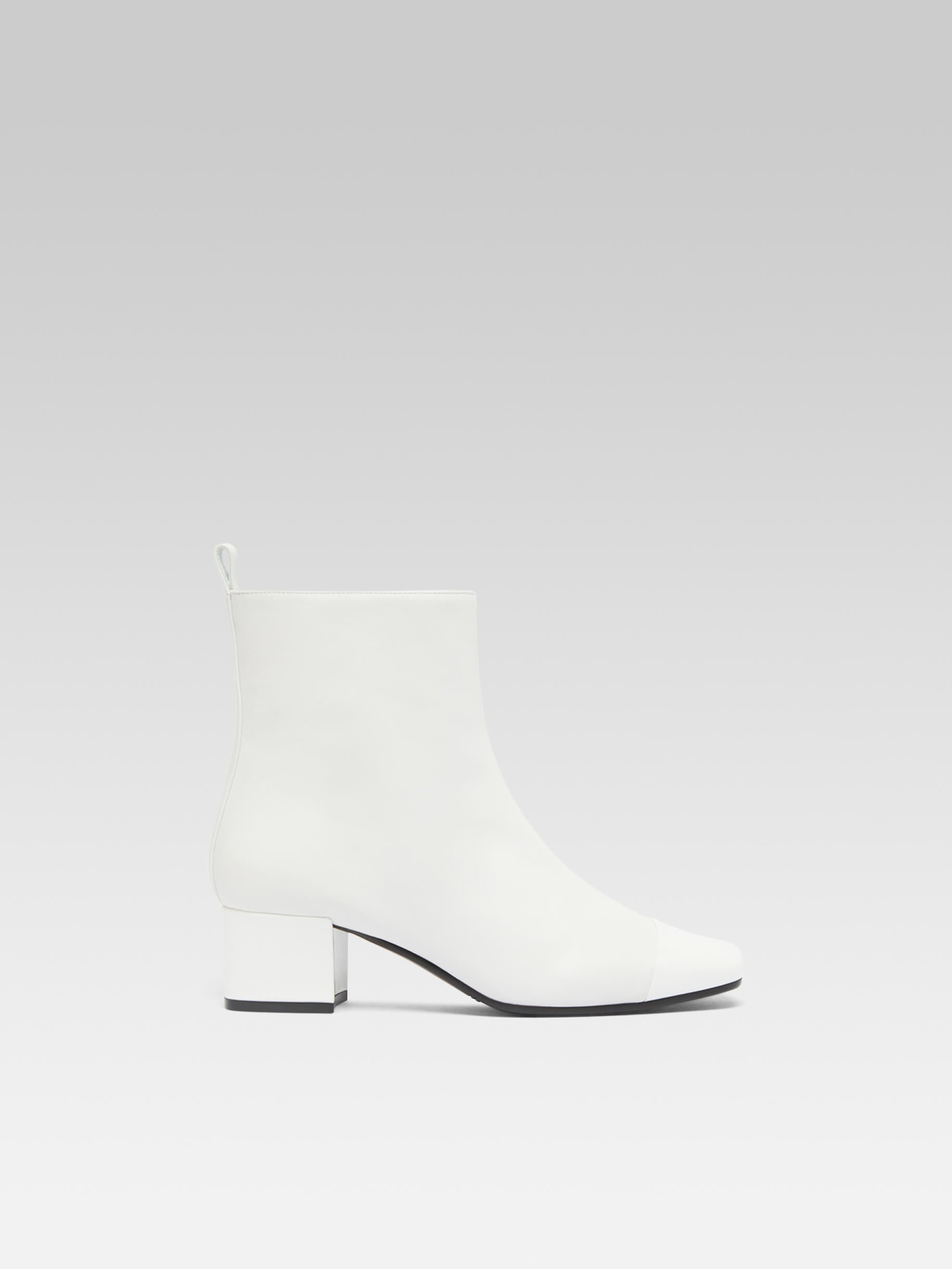 Estime - White leather and patent leather ankle boots - Image number 1