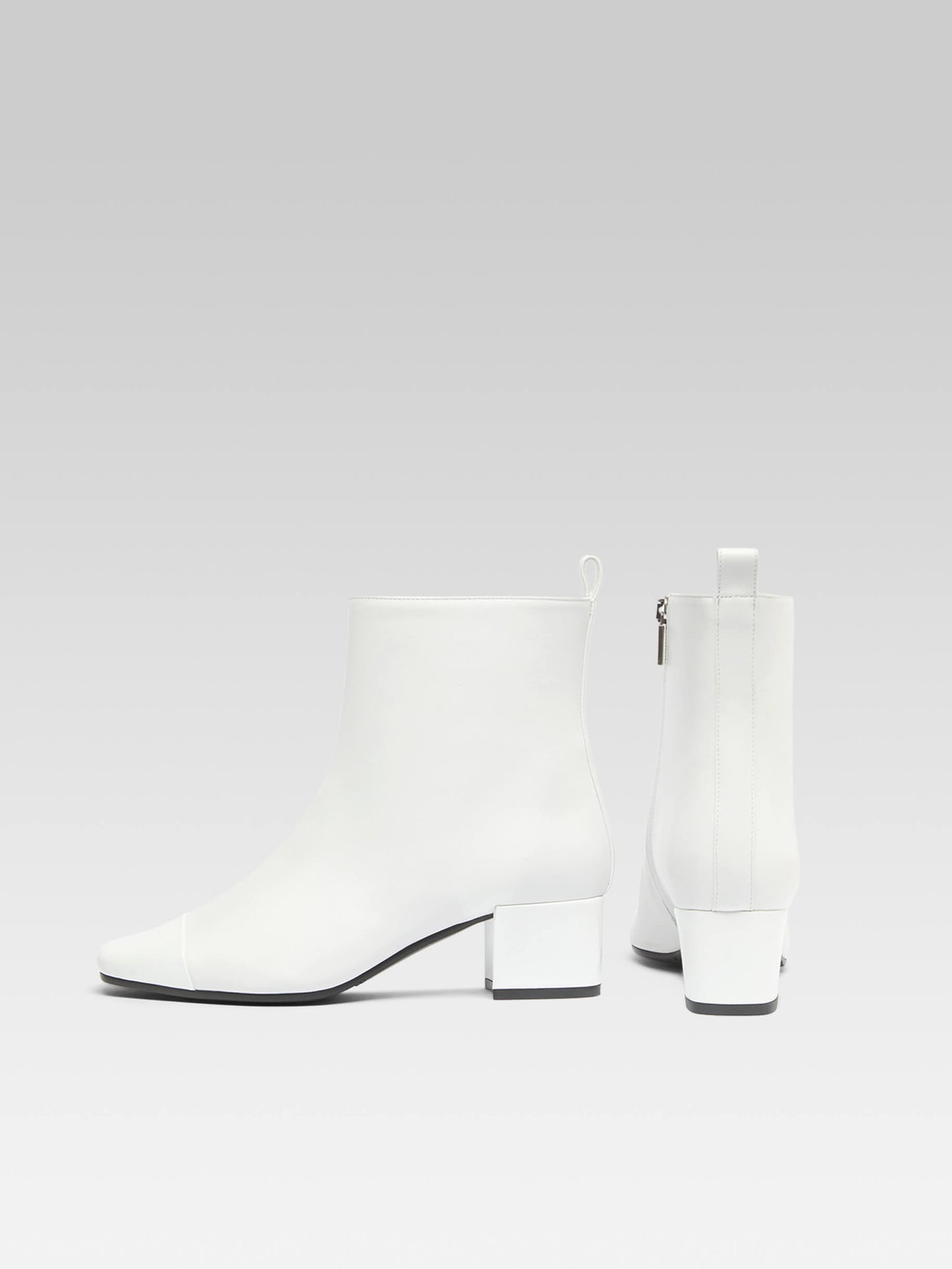 Estime - White leather and patent leather ankle boots