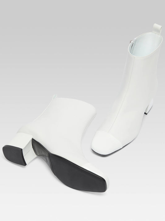 Estime - White leather and patent leather ankle boots - Image number 6