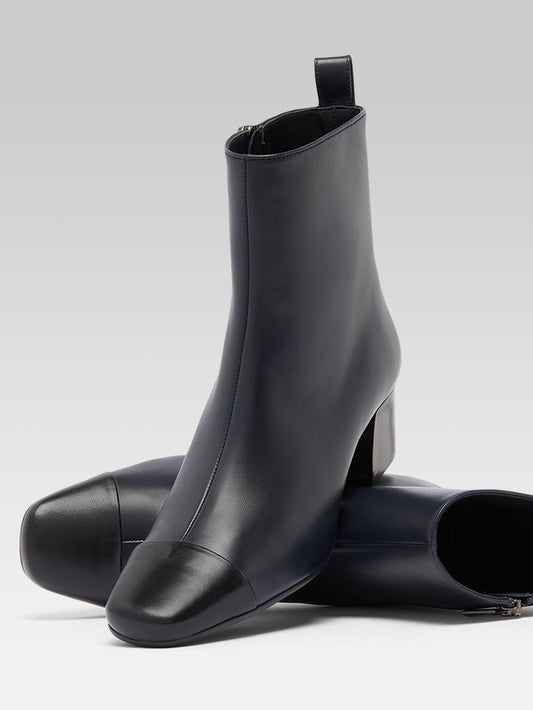 Estime - Blue and black leather ankle boots - Image number 4