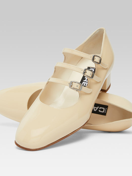 Kina - Escarpins babies cuir verni beige - Image numéro 4