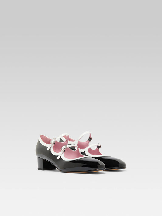 Bleuet - Black and white patent leather Mary Janes pumps - Image number 3