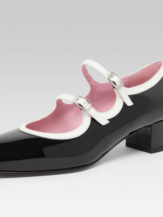 Bleuet - Black and white patent leather Mary Janes pumps - Image number 5