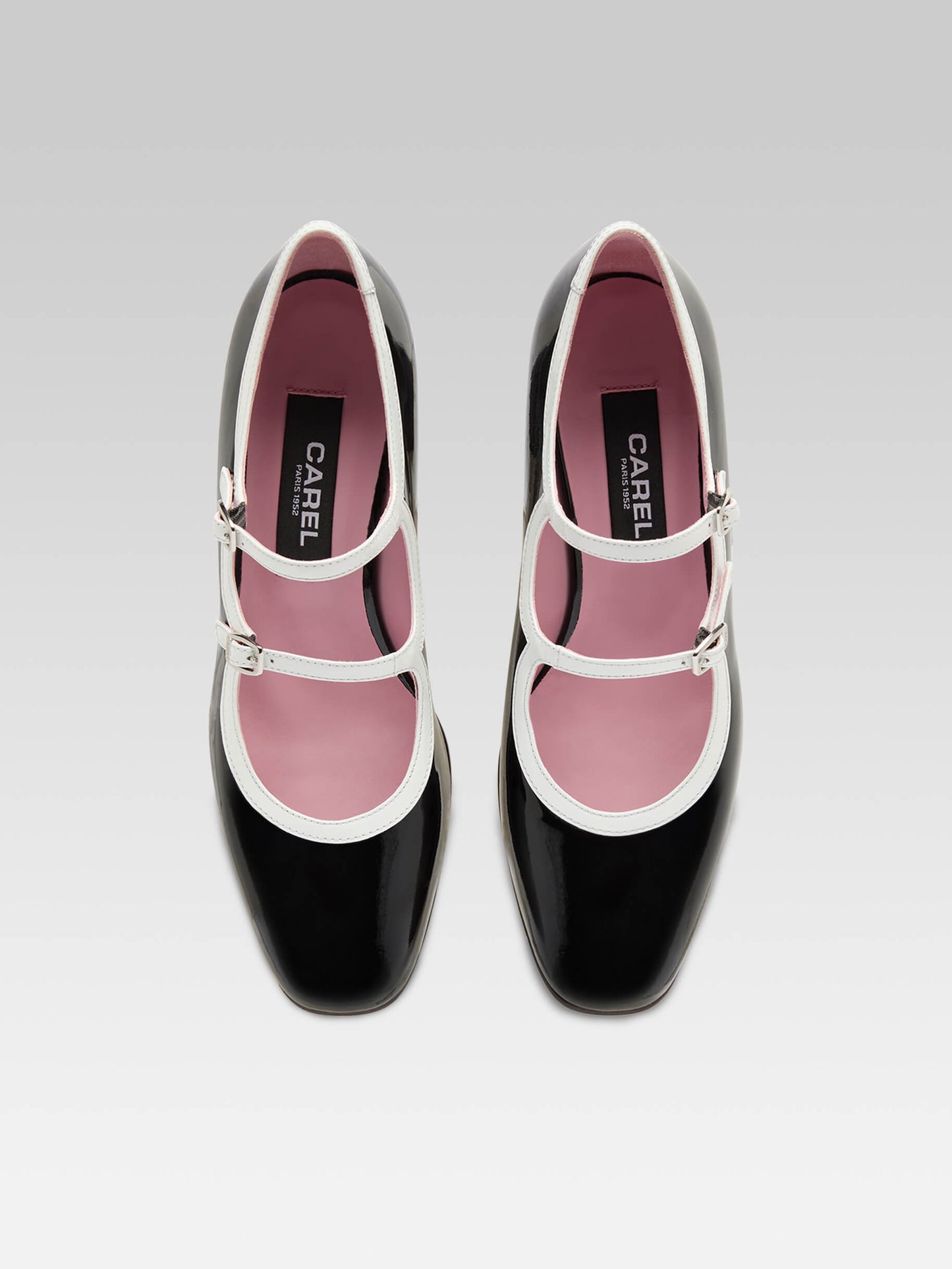 Bleuet - Black and white patent leather Mary Janes pumps