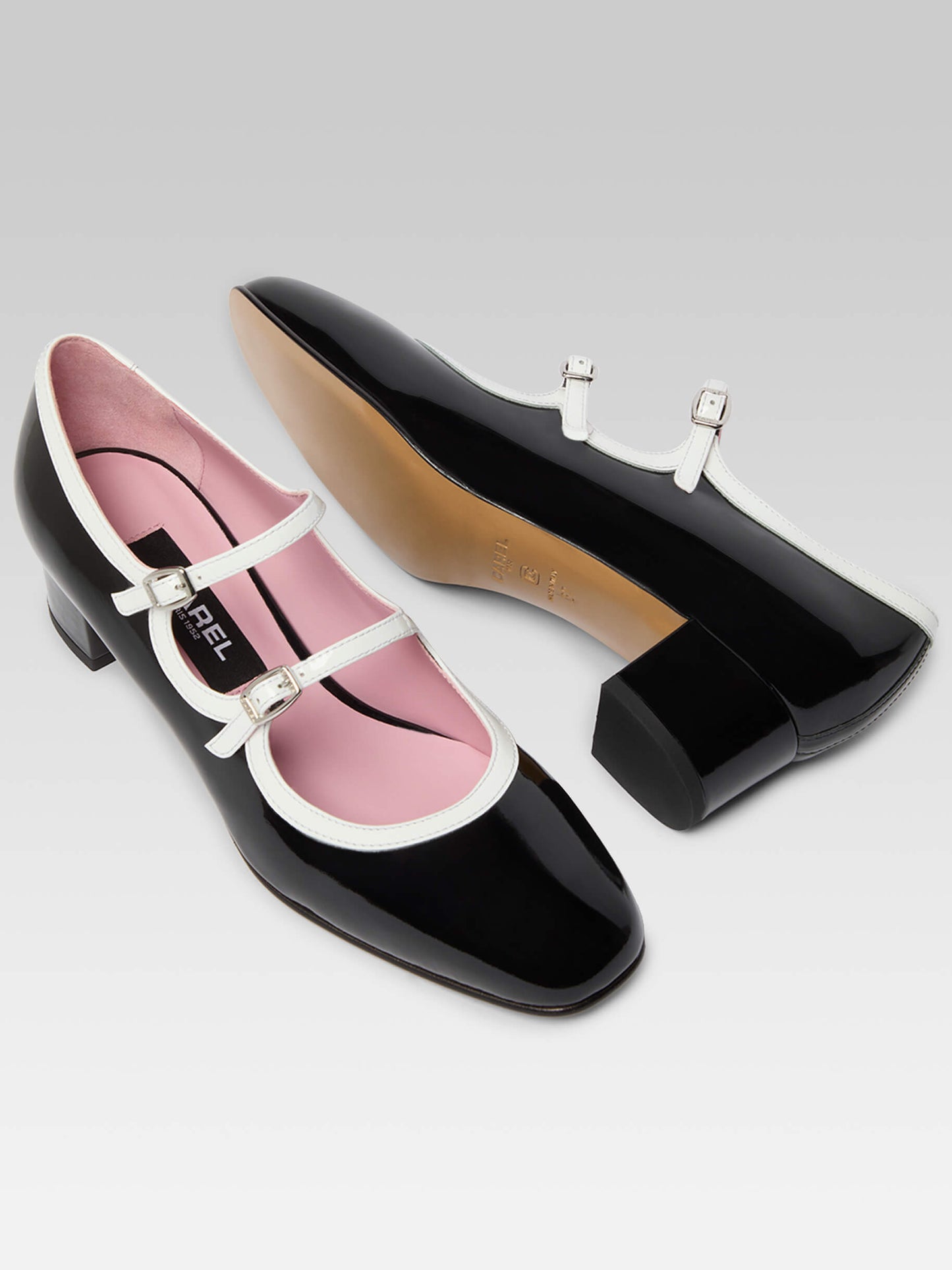 Bleuet - Black and white patent leather Mary Janes pumps