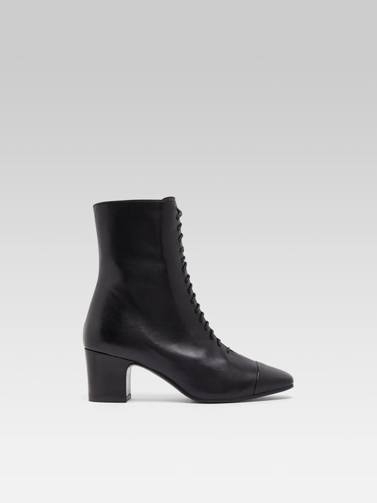 Colette - Bottines à lacets cuir noir