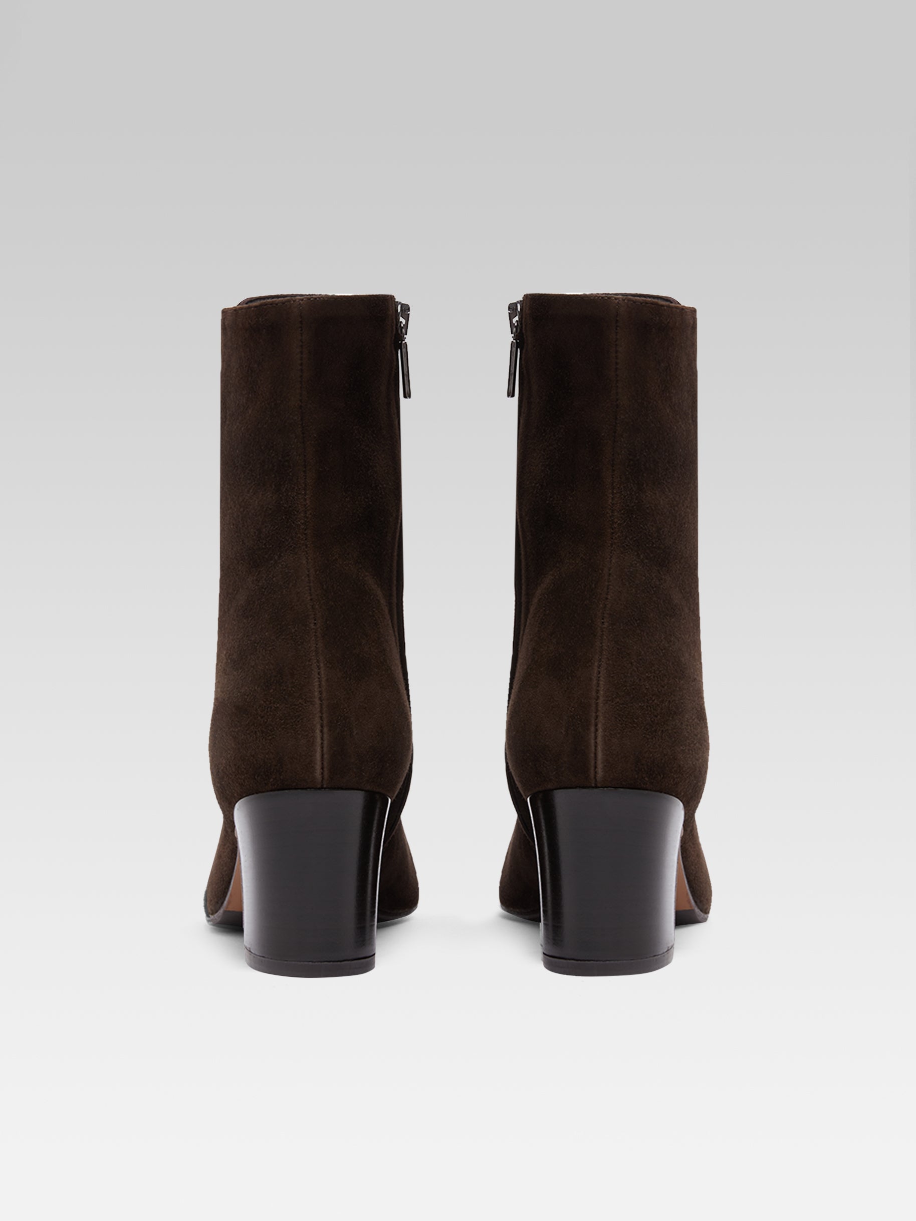 Colette - Bottines à lacets cuir velours marron - Image numéro 7