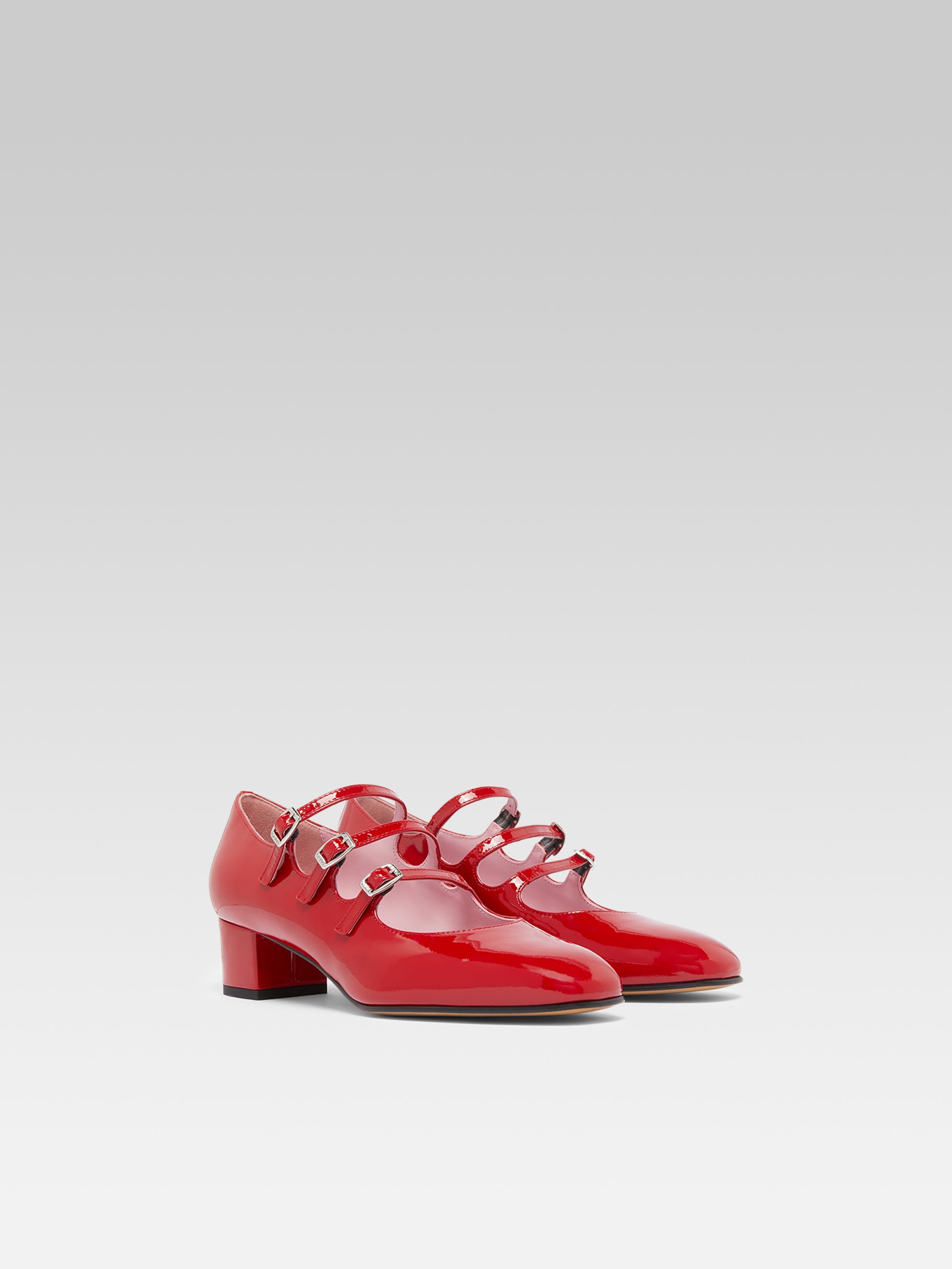 Kina - Escarpins babies cuir verni rouge - Image numéro 3