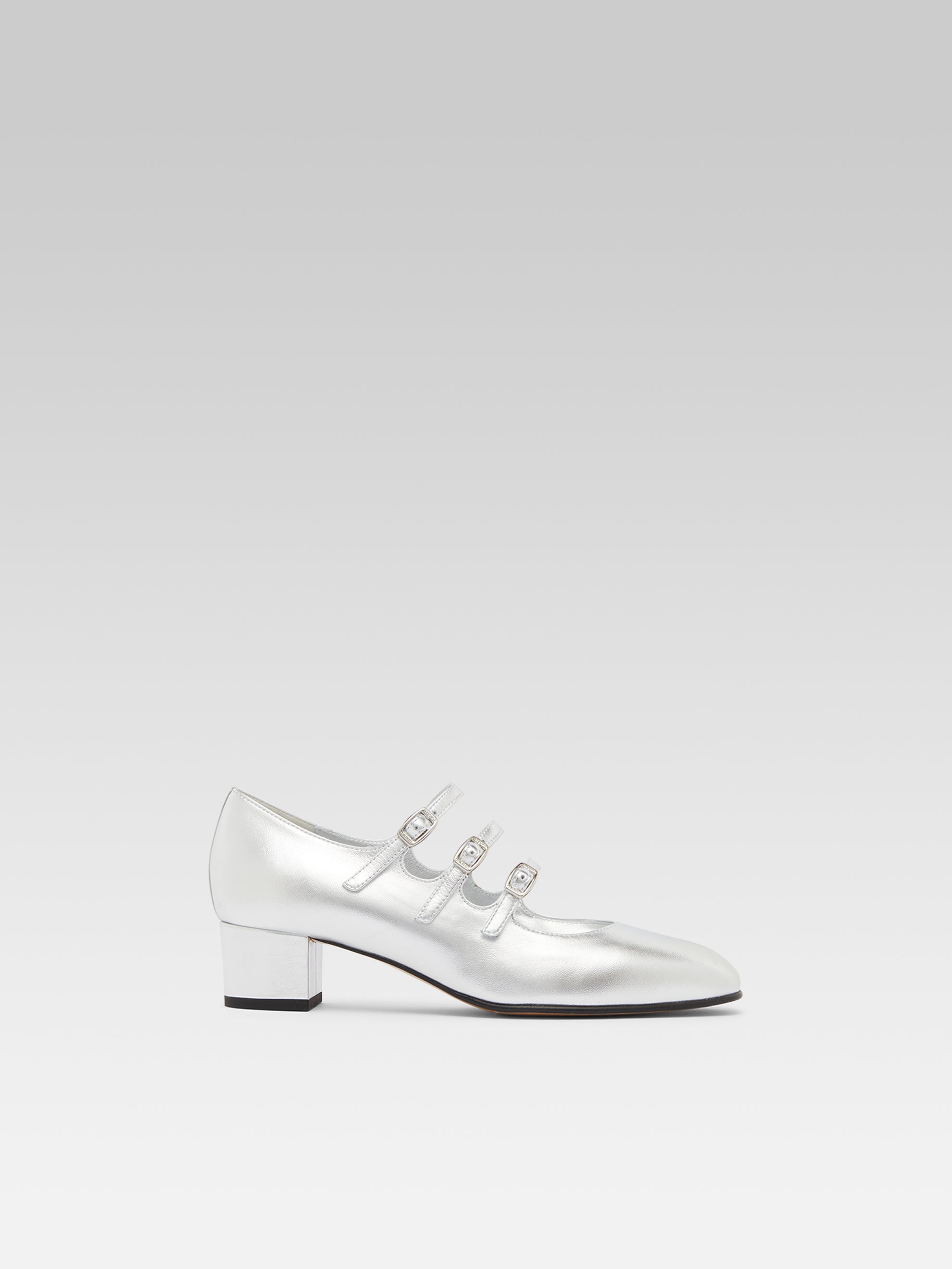 Kina - Silver laminated leather Mary Janes pumps - Image number 2