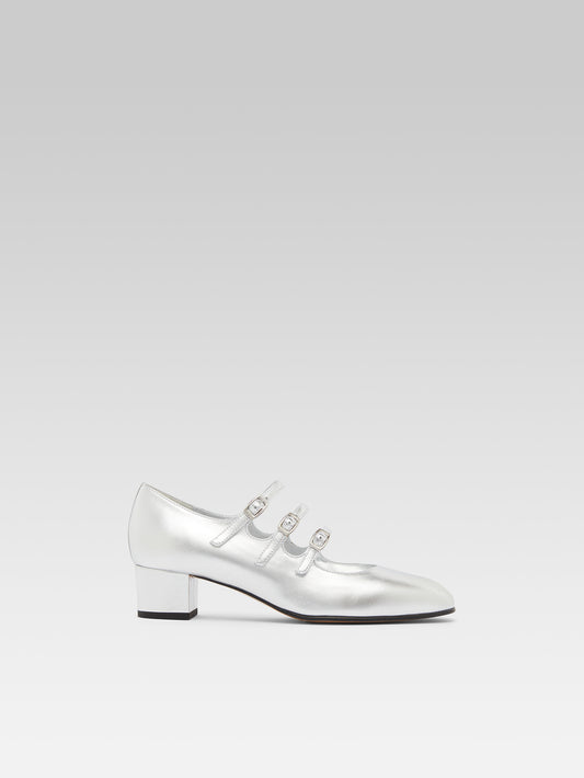 Kina - Silver laminated leather Mary Janes pumps