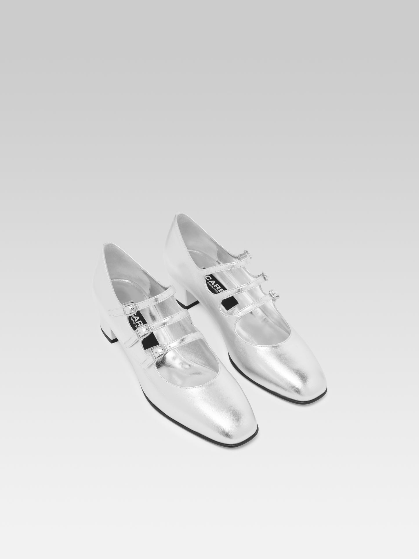 Kina - Silver laminated leather Mary Janes pumps