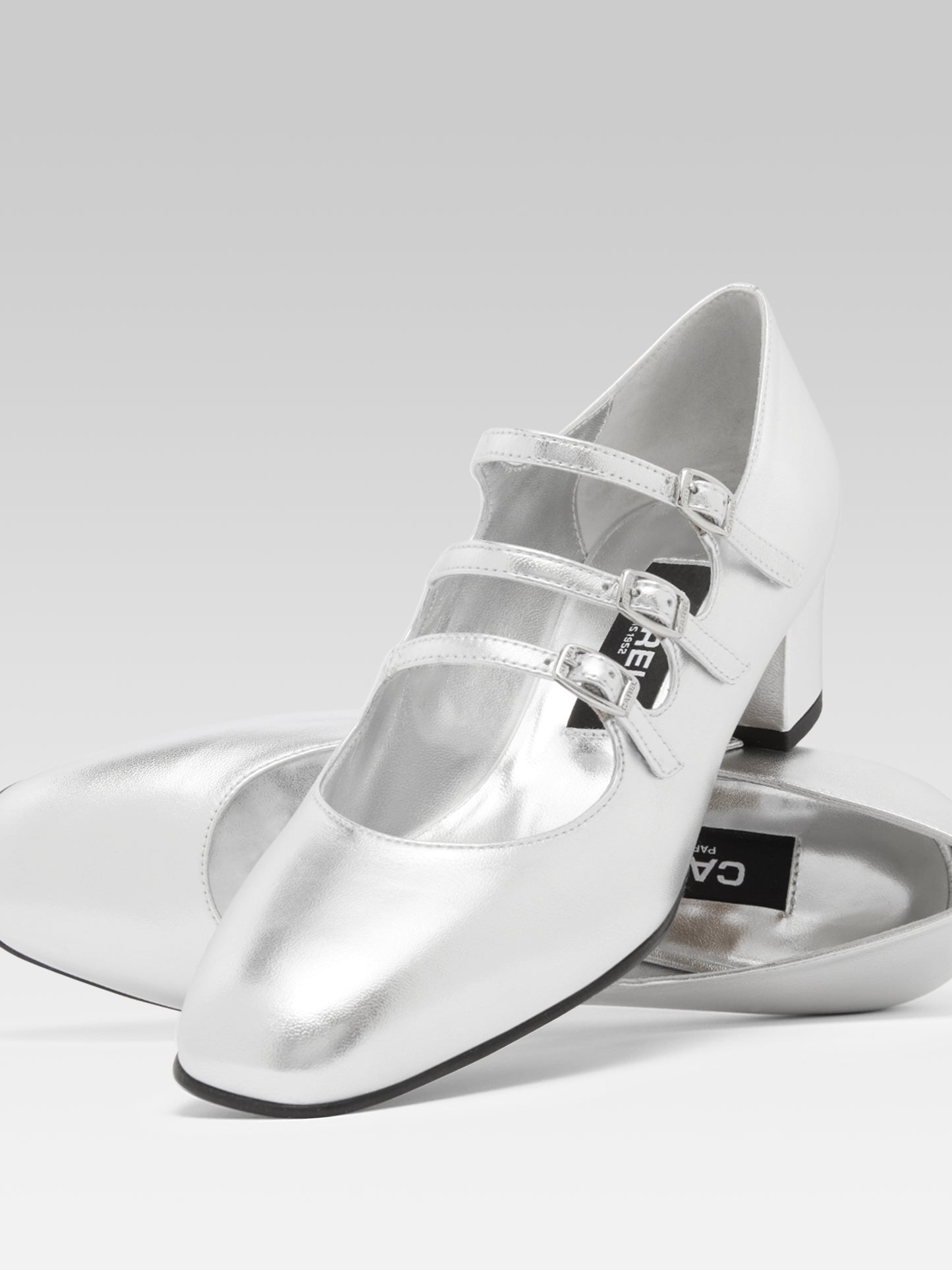 Kina - Silver laminated leather Mary Janes pumps