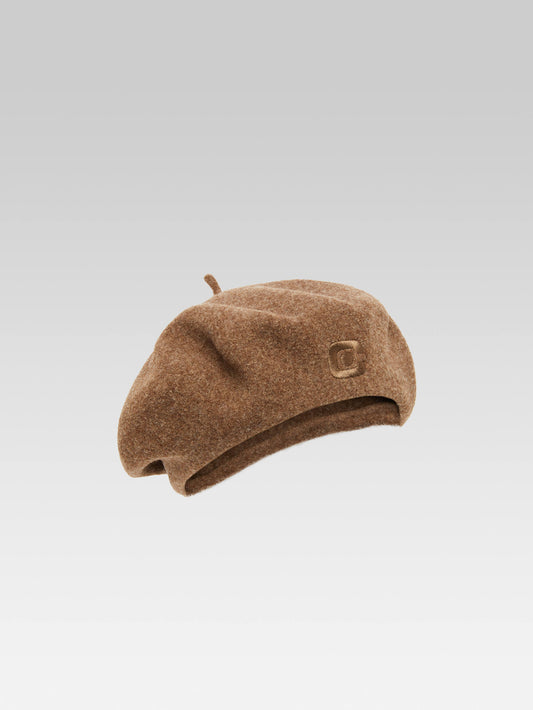 Béret - Laine camel logo C