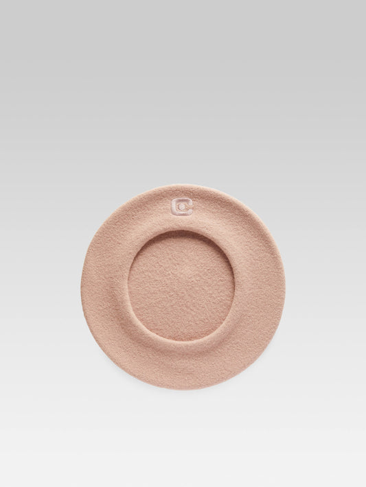 Beret - Pink pale wool with C logo - Image number 2