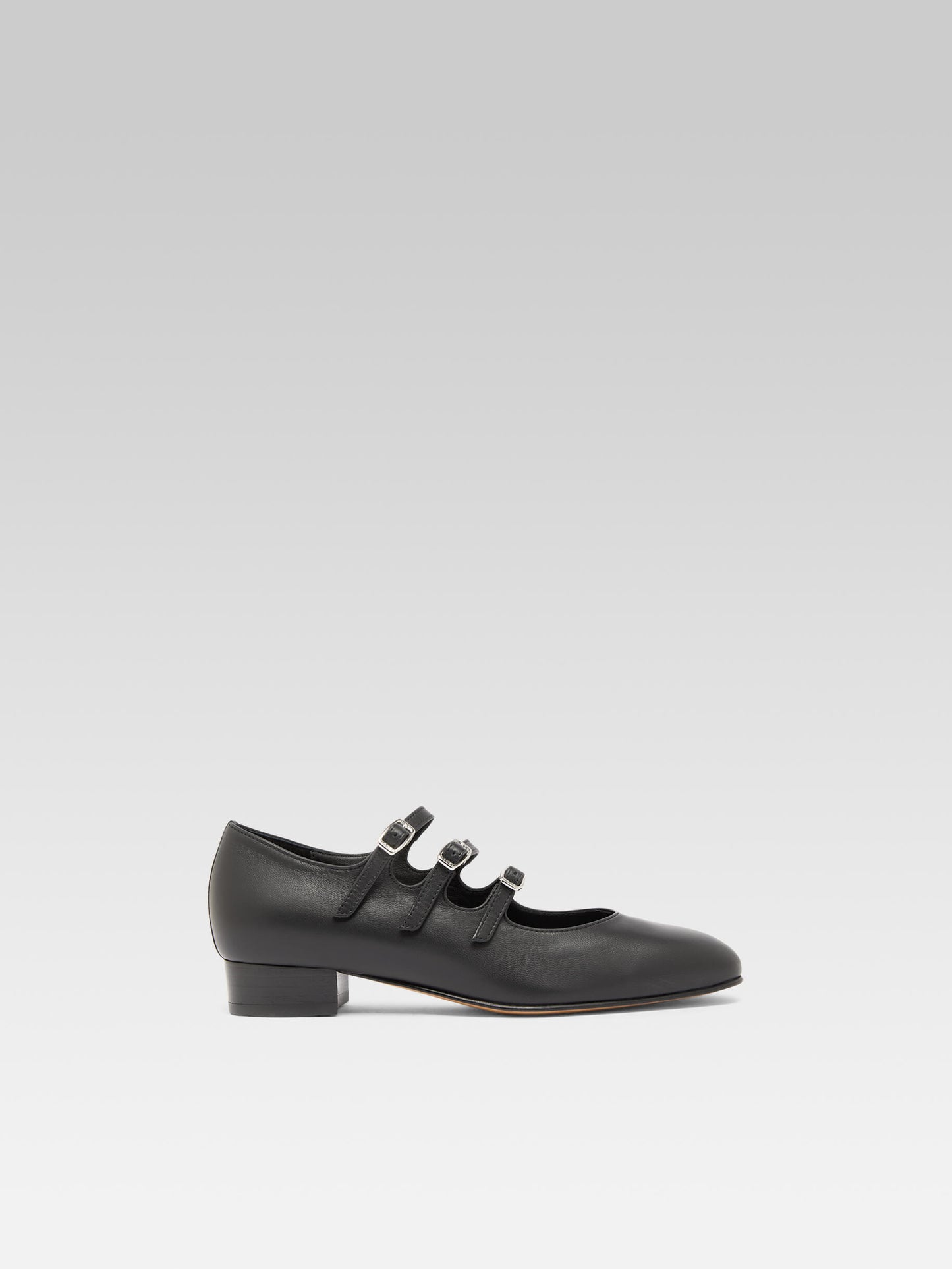 Ariana - Black leather Mary Janes ballet flats