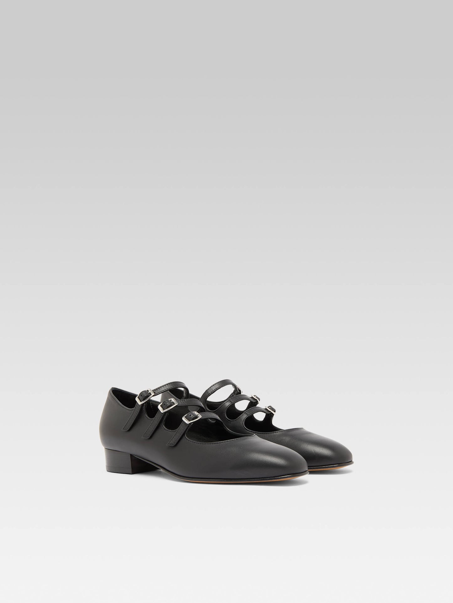 Ariana - Black leather Mary Janes ballet flats