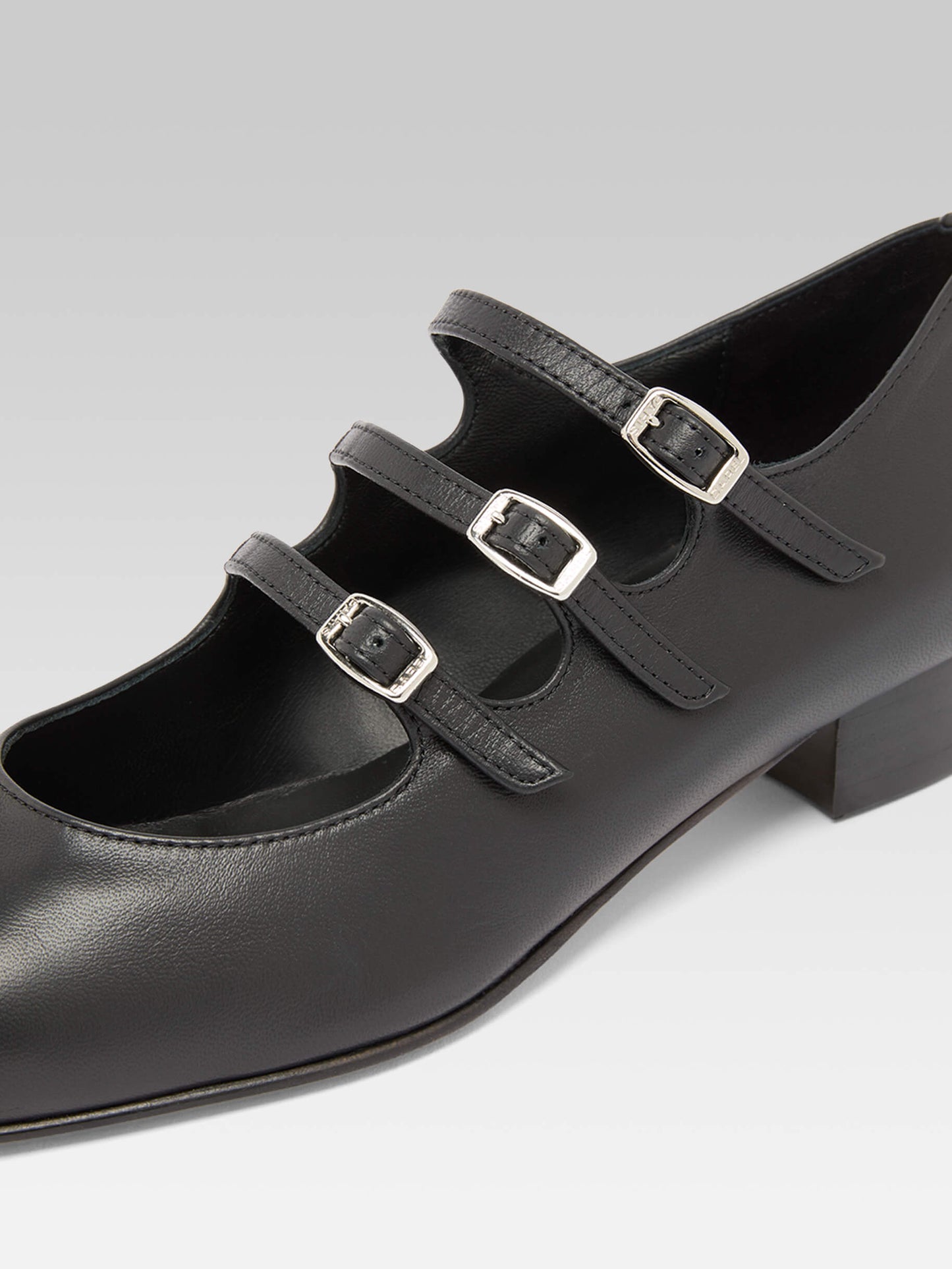 Ariana - Black leather Mary Janes ballet flats