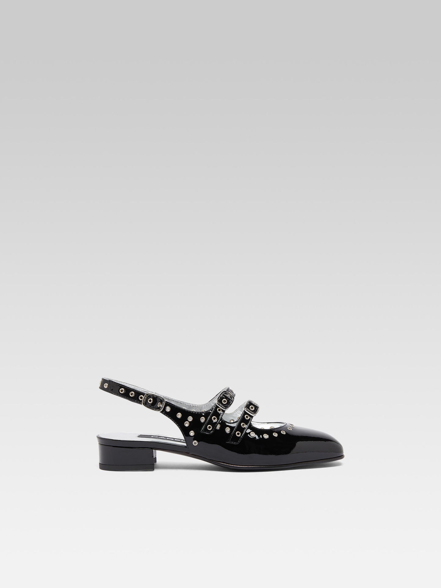 Queen - Black patent leather eyelets slingback Mary Janes