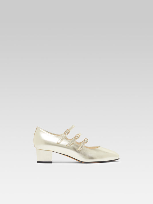 Kina - Platinum laminated leather Mary Janes pumps