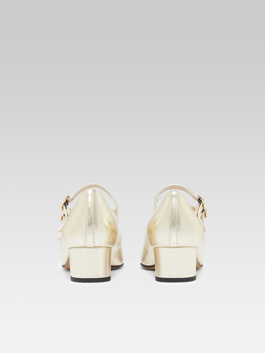 Kina - Platinum laminated leather Mary Janes pumps - Image number 6