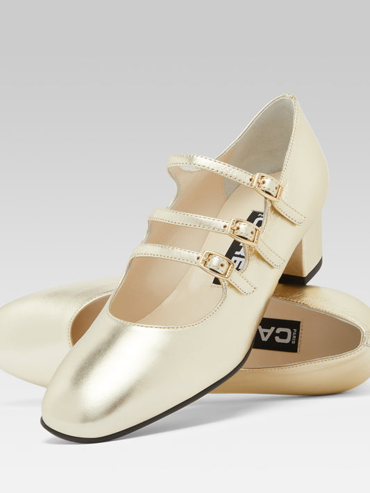 Kina - Platinum laminated leather Mary Janes pumps - Image number 6