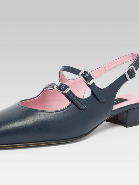 Peche - Navy blue leather slingback Mary Janes - Image number 2