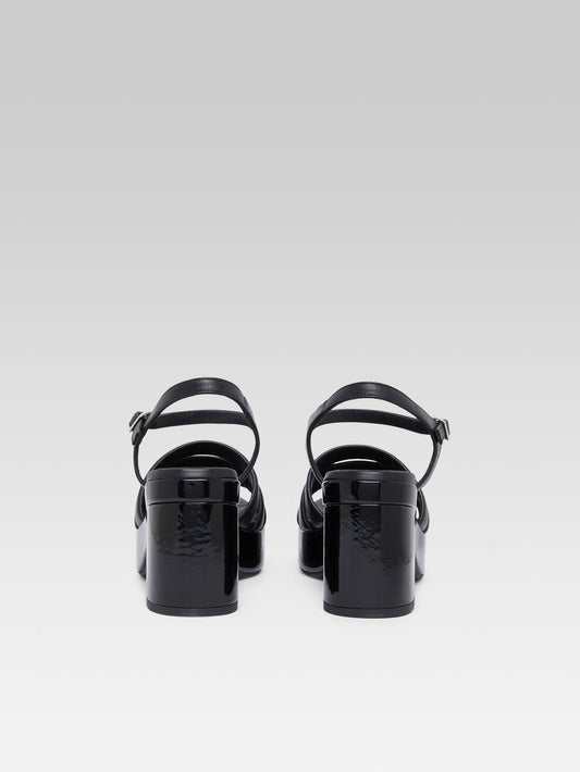 Baignade - Black leather and patent sandals - Image number 4