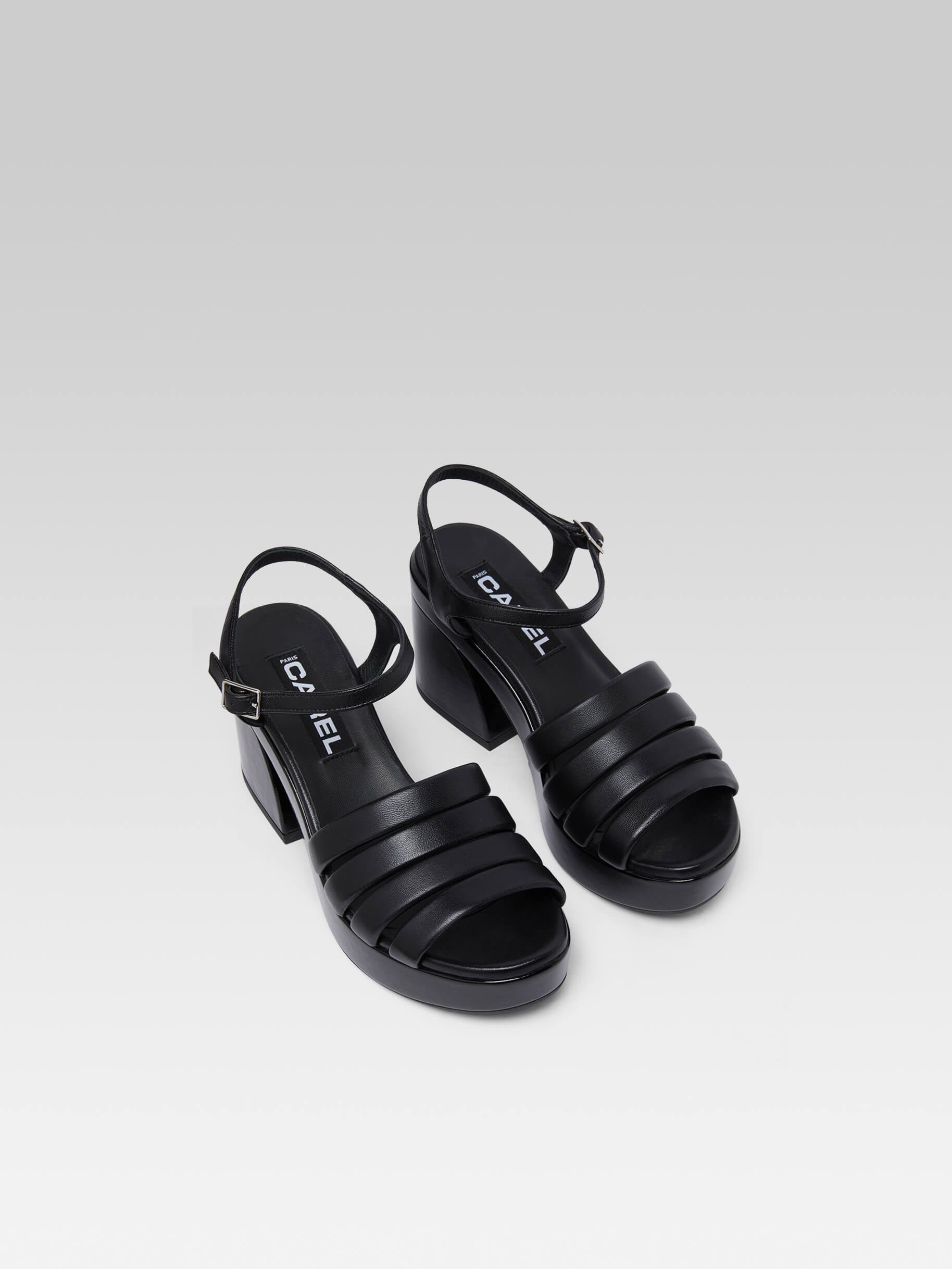 Baignade - Black leather and patent sandals - Image number 5