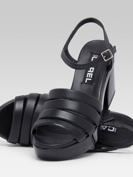 Baignade - Black leather and patent sandals - Image number 6