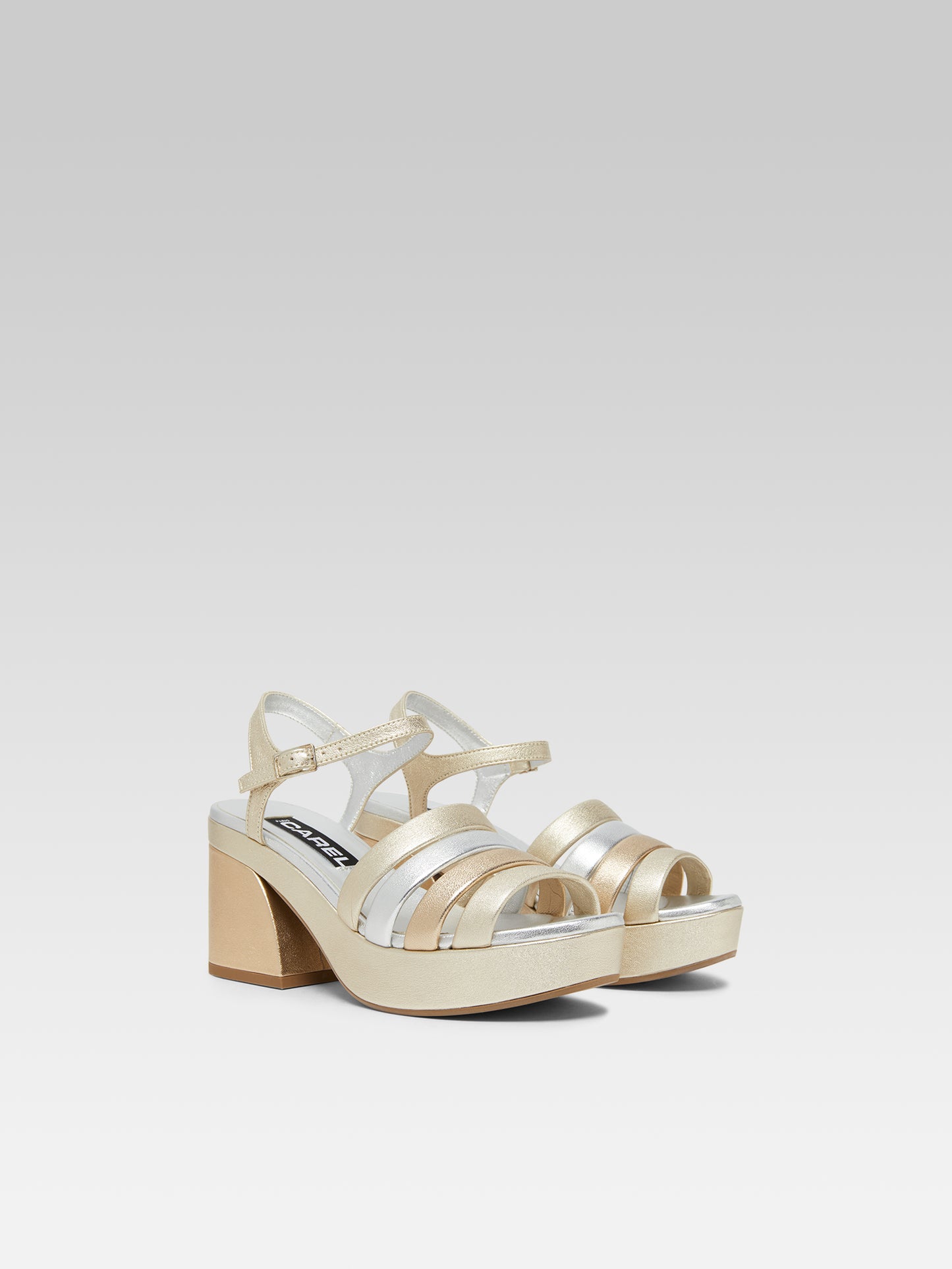 Baignade - Platinum, gold and silver multi-laminated leather sandals