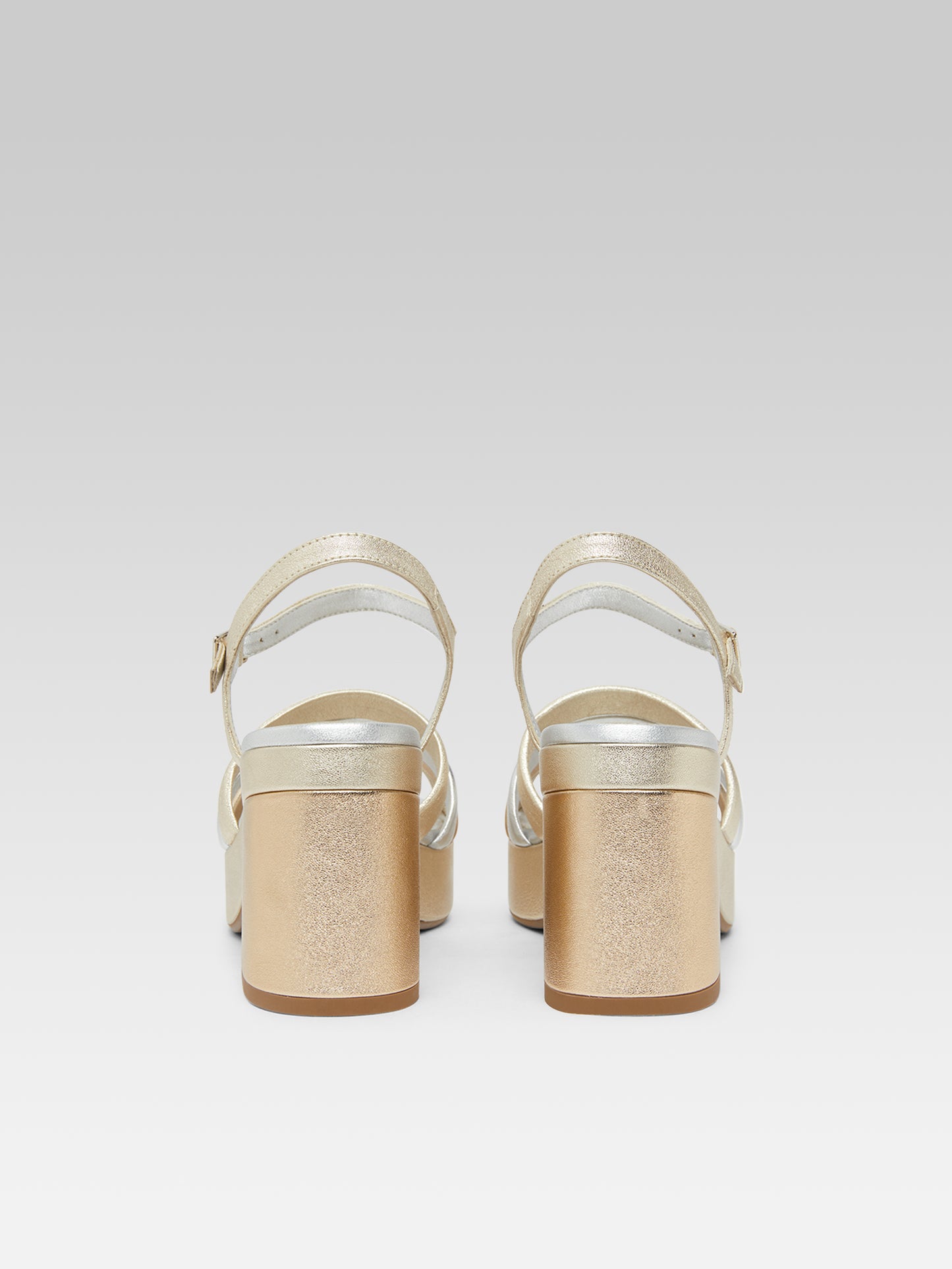 Baignade - Platinum, gold and silver multi-laminated leather sandals