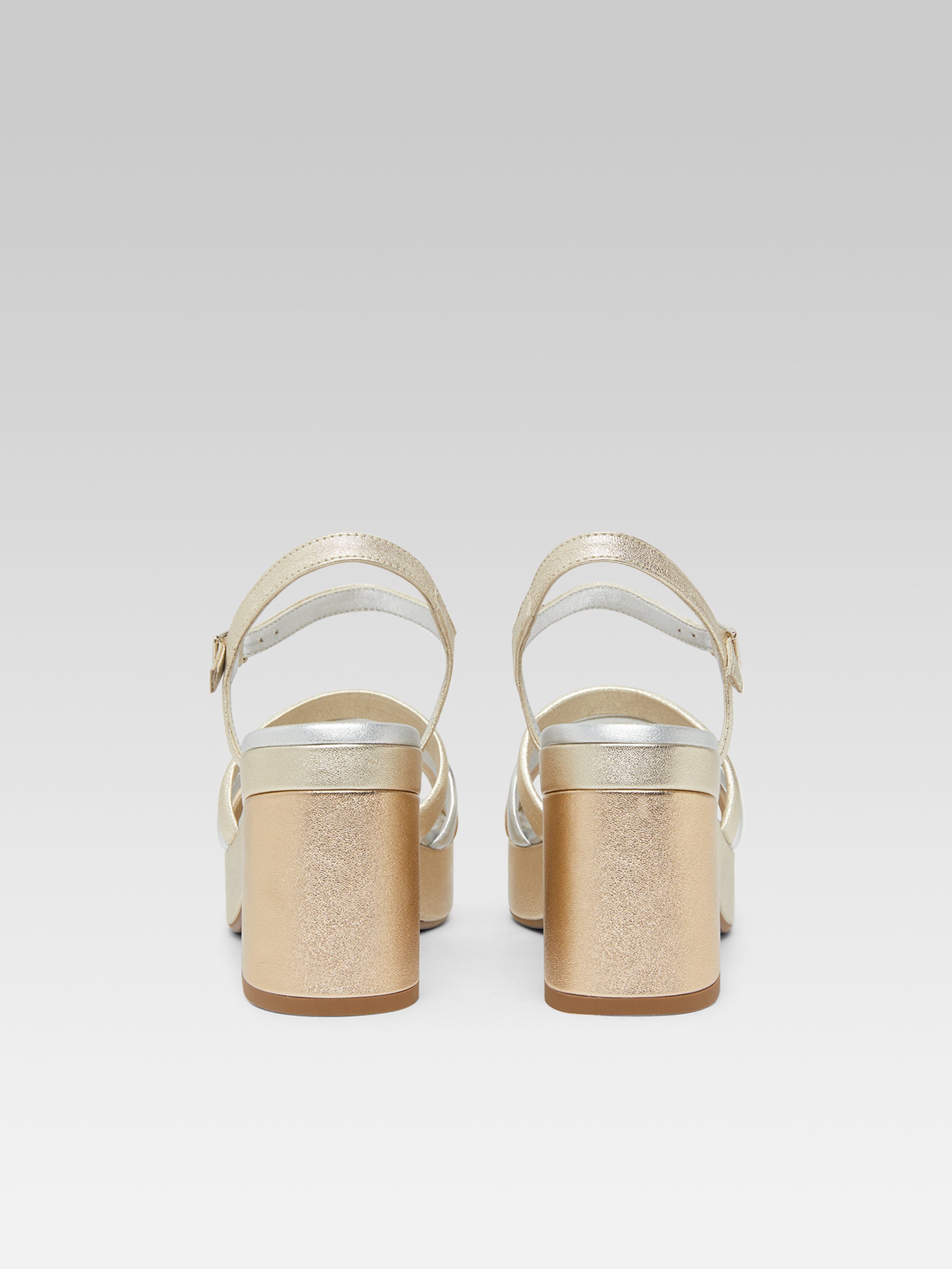 Baignade - Platinum, gold and silver multi-laminated leather sandals - Image number 6