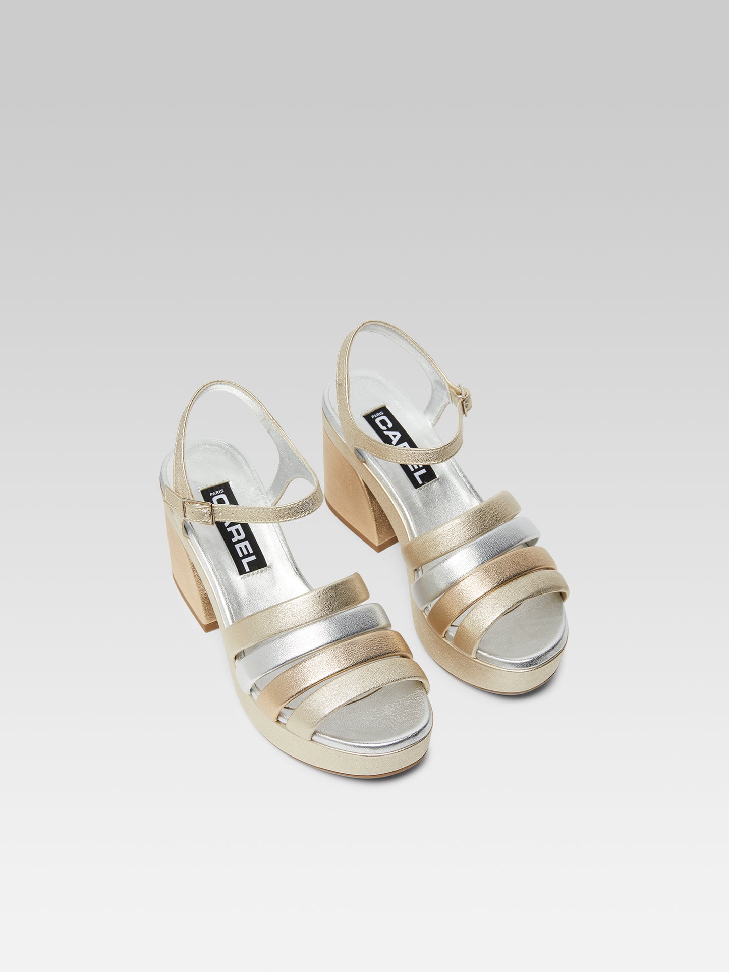 Baignade - Platinum, gold and silver multi-laminated leather sandals