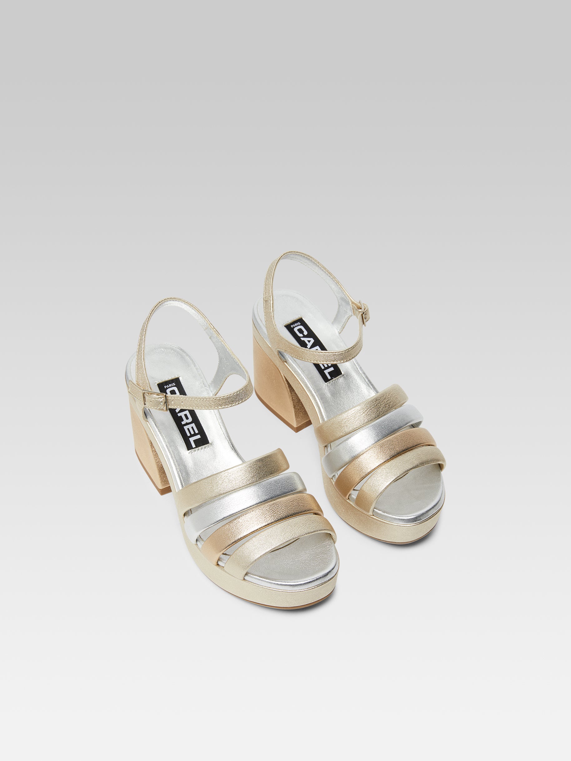 Baignade - Platinum, gold and silver multi-laminated leather sandals - Image number 4