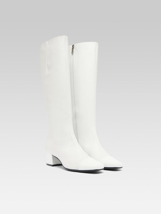 Malaga - Bottes cuir et cuir verni blanc - Image numéro 2