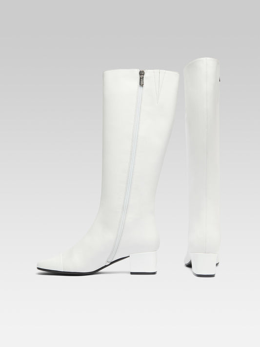 Malaga - Bottes cuir et cuir verni blanc - Image numéro 3